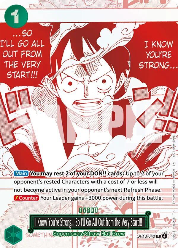 I Know Youre Strong So Ill Go All Out from the Very Start 3rd Anniversary Treasure Campaign Pack OP13-040 (One Piece Promotion Cards)  - Foil