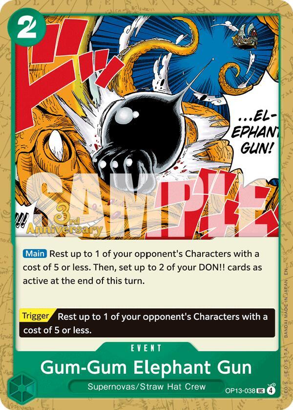 Gum-Gum Elephant Gun OP13-038 (Carrying On His Will: 3rd Anniversary Tournament Cards) 