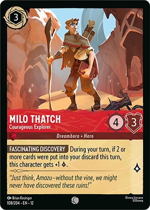Milo Thatch, Courageous Explorer 108/204 (Wilds Unknown)  - Cold Foil