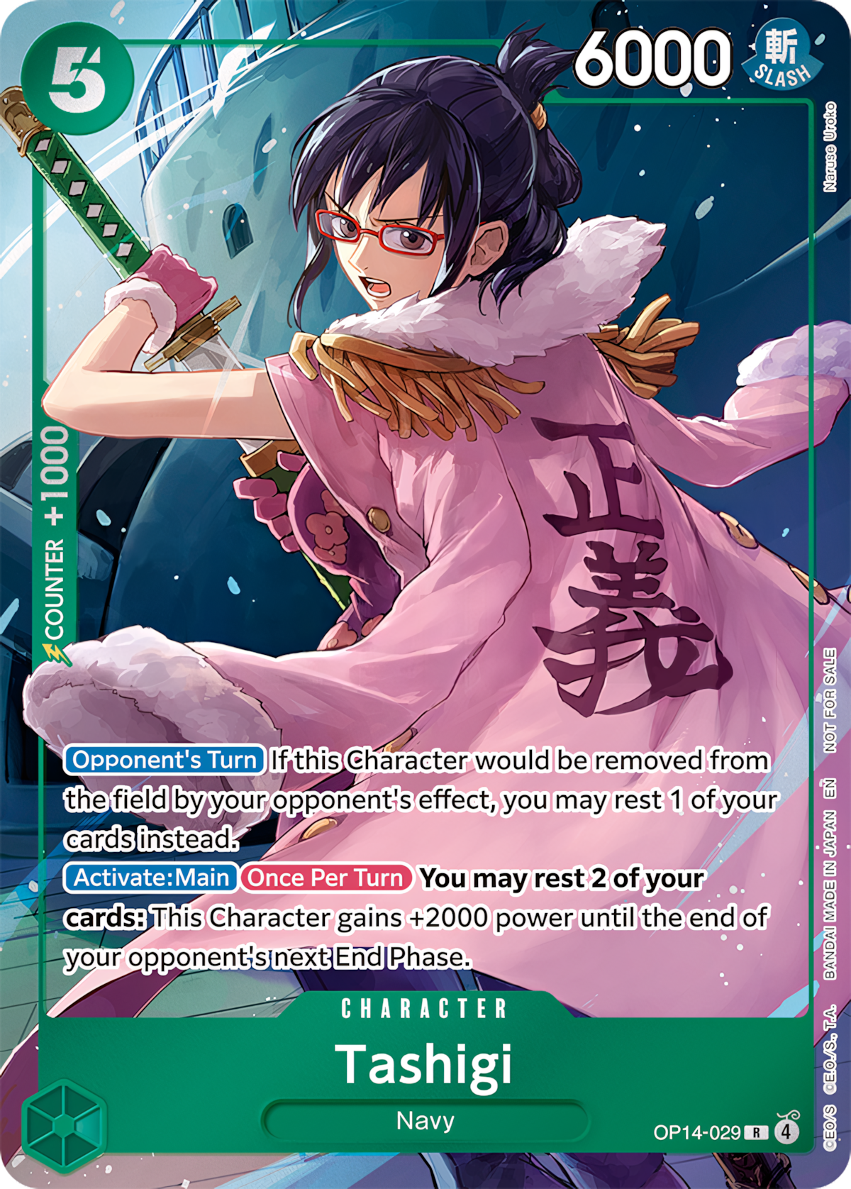 Tashigi OP14-029 (The Azure Sea's Seven)  - Alternate Art Foil