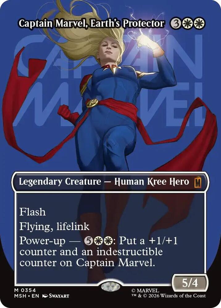 Captain Marvel Earths Protector Borderless 0354 354 (Marvel Super Heroes)  - Borderless Foil