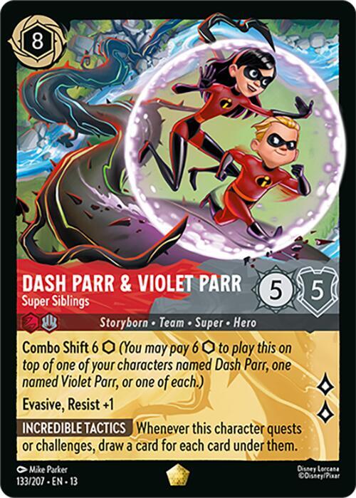 Dash Parr and Violet Parr, Super Siblings 133/207 (Attack of the Vine!)  - Cold Foil