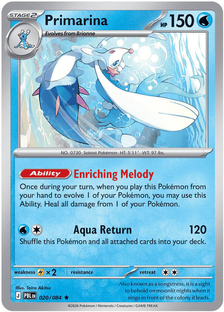 Primarina 020/084 (ME05: Pitch Black)  - Reverse holo