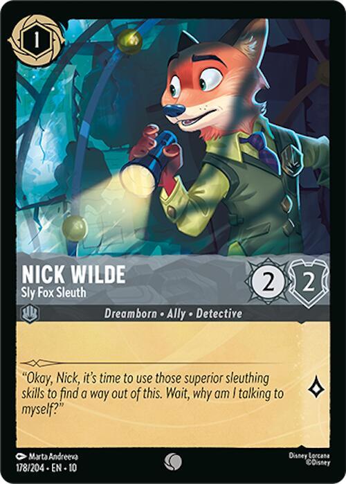 Nick Wilde, Sly Fox Sleuth 178/204 (Whispers in the Well)  - Cold Foil