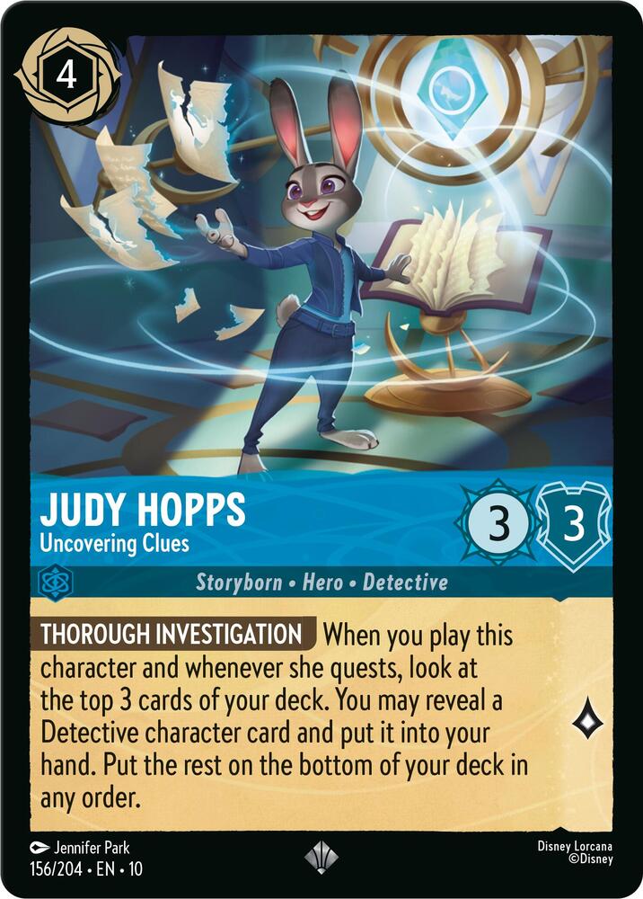 Judy Hopps, Uncovering Clues 156/204 (Whispers in the Well)  - Cold Foil
