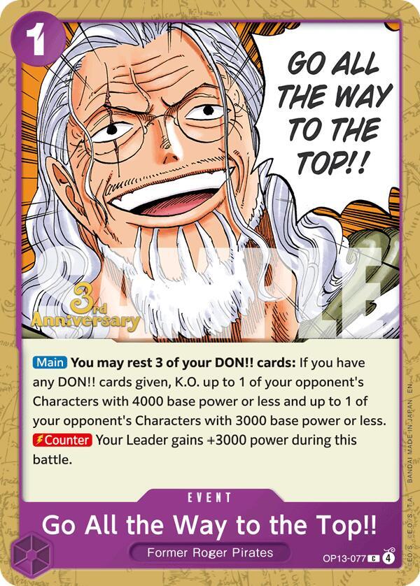 Go All the Way to the Top OP13-077 (Carrying On His Will: 3rd Anniversary Tournament Cards) 