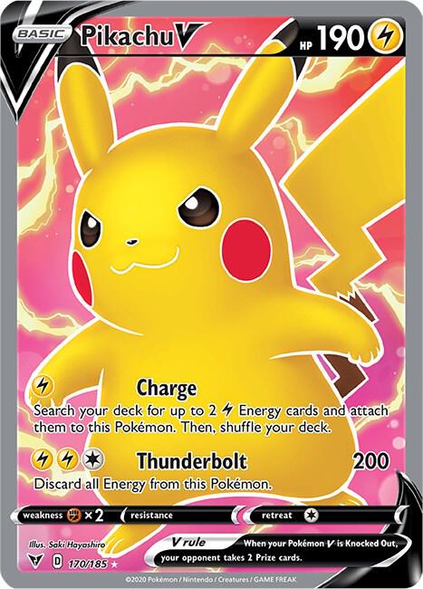 Pikachu V Full Art 170/185 (SWSH04: Vivid Voltage)  - Holofoil