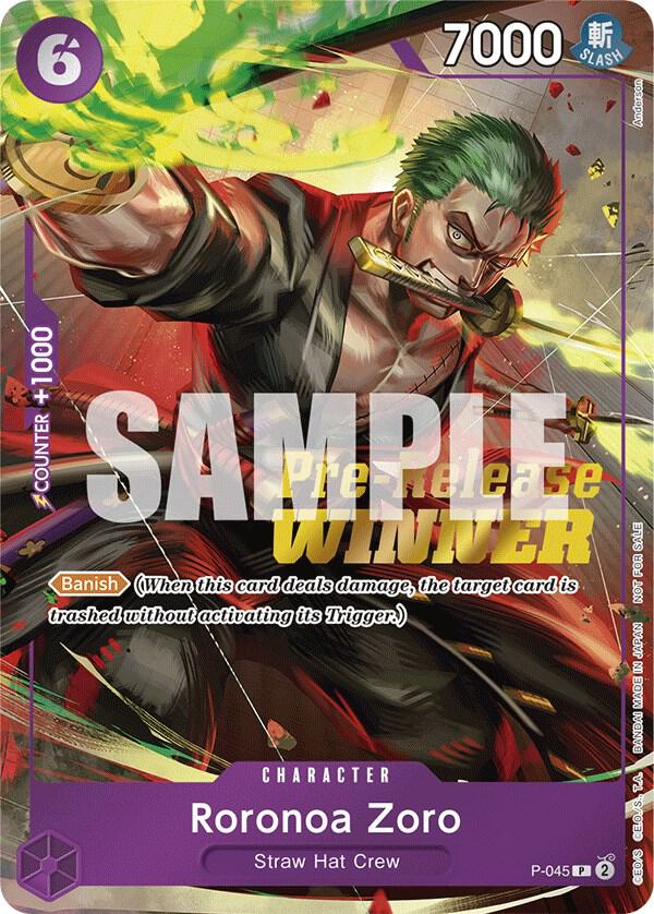 Roronoa Zoro (Pre Release Tournament Winner) P-045 (One Piece Promotion Cards)  - Foil