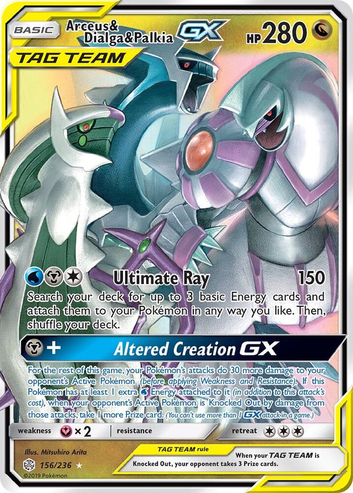 Arceus and Dialga and Palkia GX 156/236 (SM - Cosmic Eclipse)  - Holofoil